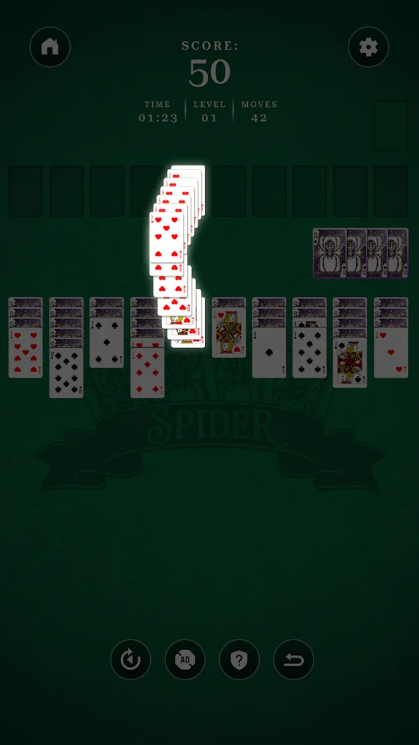 Spider Solitaire Adventure gameplay preview